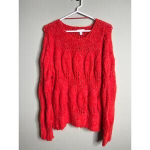 Topshop Bright Red Wool Blend Chunky Knit Sweater Size 12